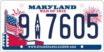 MD license plate 9AW7605