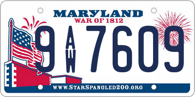 MD license plate 9AW7609