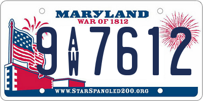 MD license plate 9AW7612
