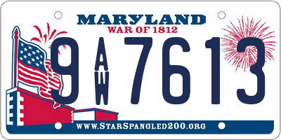 MD license plate 9AW7613