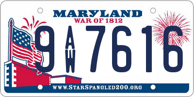 MD license plate 9AW7616
