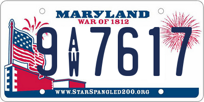 MD license plate 9AW7617