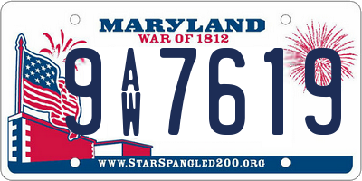 MD license plate 9AW7619