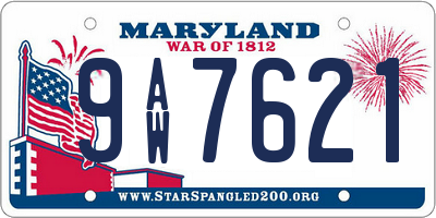 MD license plate 9AW7621
