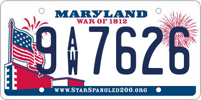 MD license plate 9AW7626