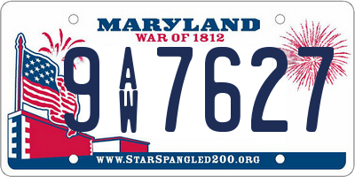 MD license plate 9AW7627