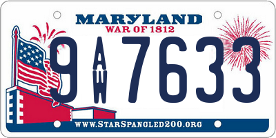MD license plate 9AW7633