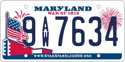 MD license plate 9AW7634