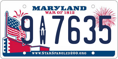 MD license plate 9AW7635