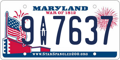 MD license plate 9AW7637