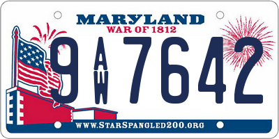 MD license plate 9AW7642