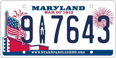 MD license plate 9AW7643