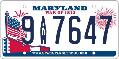MD license plate 9AW7647