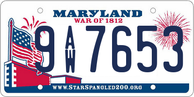 MD license plate 9AW7653