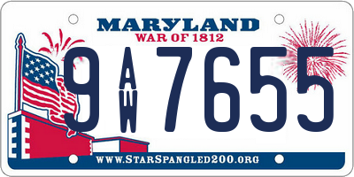 MD license plate 9AW7655