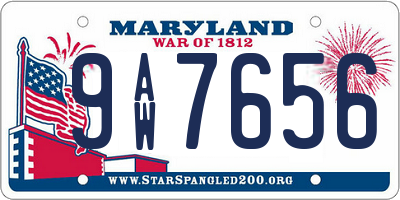 MD license plate 9AW7656