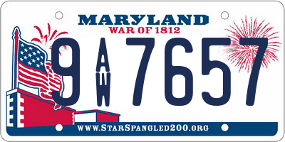 MD license plate 9AW7657