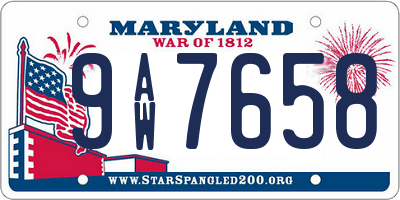 MD license plate 9AW7658