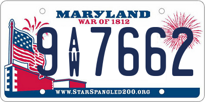 MD license plate 9AW7662