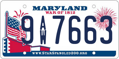 MD license plate 9AW7663