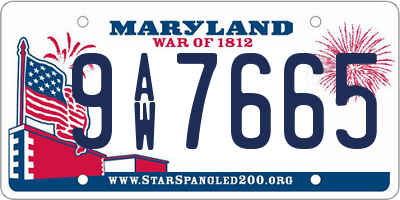 MD license plate 9AW7665
