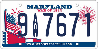MD license plate 9AW7671