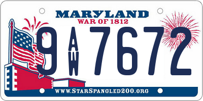 MD license plate 9AW7672