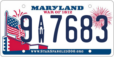 MD license plate 9AW7683