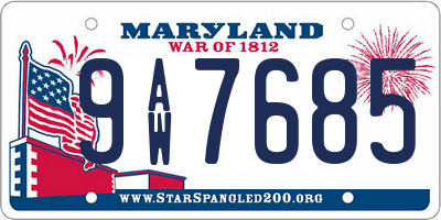 MD license plate 9AW7685