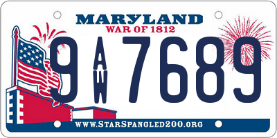 MD license plate 9AW7689