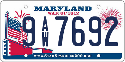 MD license plate 9AW7692