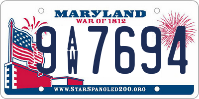 MD license plate 9AW7694