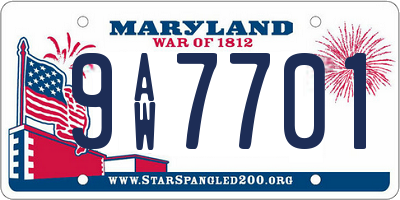 MD license plate 9AW7701