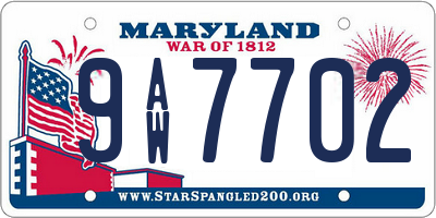 MD license plate 9AW7702