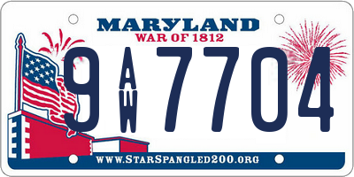 MD license plate 9AW7704