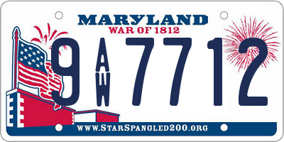 MD license plate 9AW7712