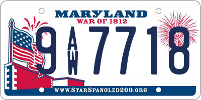 MD license plate 9AW7718