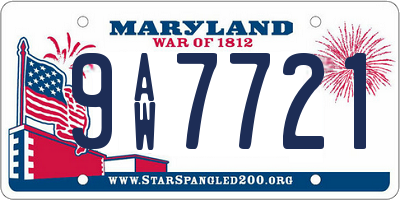 MD license plate 9AW7721