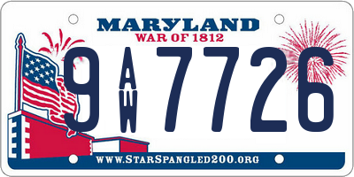 MD license plate 9AW7726