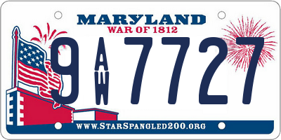 MD license plate 9AW7727
