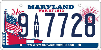 MD license plate 9AW7728