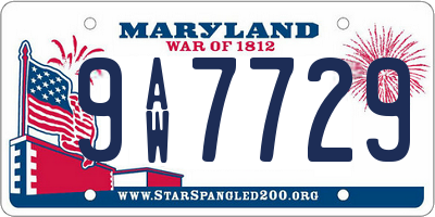 MD license plate 9AW7729