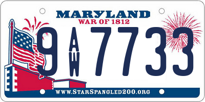 MD license plate 9AW7733