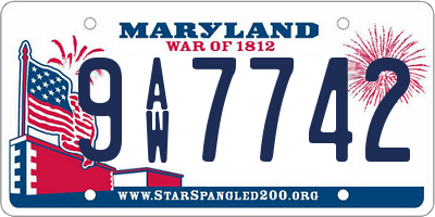 MD license plate 9AW7742
