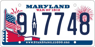 MD license plate 9AW7748