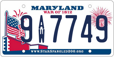 MD license plate 9AW7749