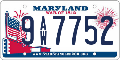 MD license plate 9AW7752