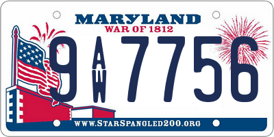 MD license plate 9AW7756