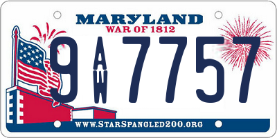 MD license plate 9AW7757