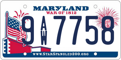 MD license plate 9AW7758
